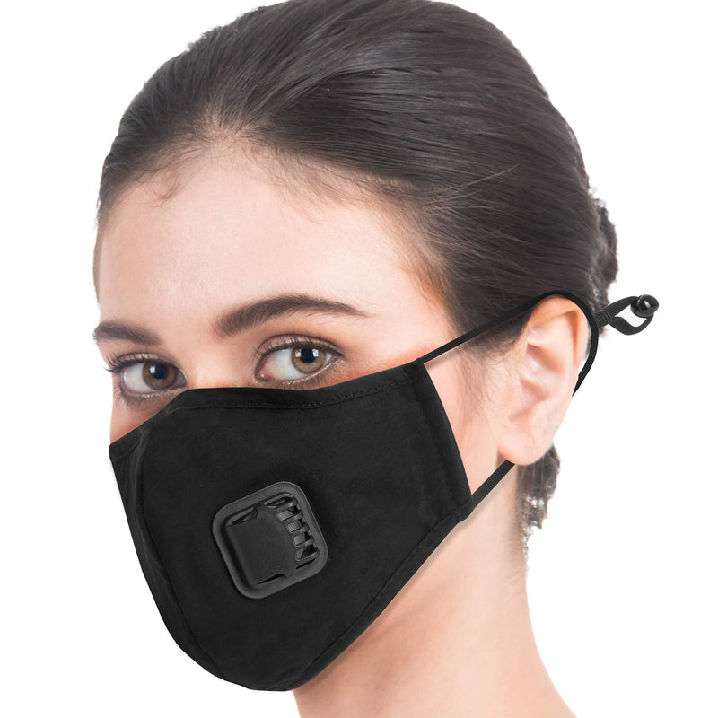 Tanness Black Face Mask Cover with 2x PM2.5 Air Filters Cotton Sheet Washable Reusable Face Filtered Mouth Cover with Carbon Activated Filters - BeesActive Australia