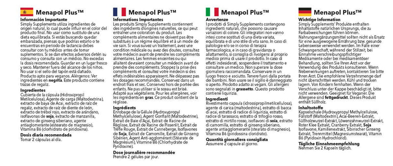 Menapol Plus for Hormonal Balance | SOYA Isoflavones, Siberian Ginseng & Red Clover Capsules | 120 Capsules | Manufactured in The UK - BeesActive Australia