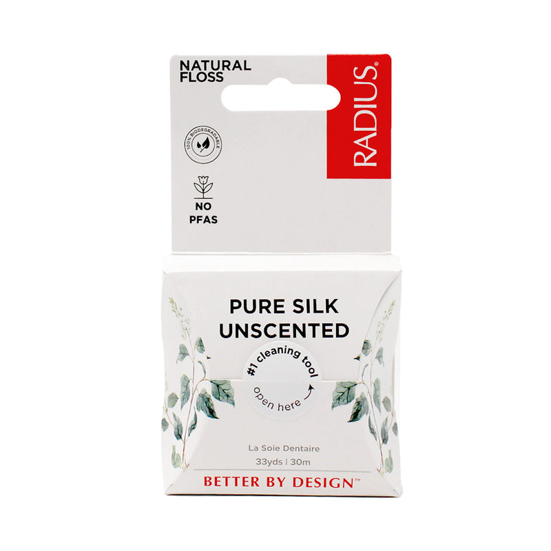 RADIUS Natural Unscented Silk Dental Floss 33 Yards Compostable Non-Toxic Oral Care & Designed to Help Fight Plaque Clear - Pack of 3 3 Count (Pack of 1) - BeesActive Australia