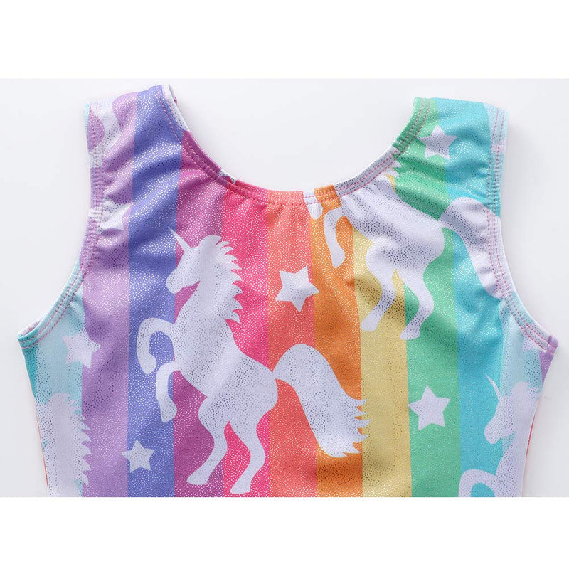 Leotards for Girls Gymnastics Unicorn Mermaid Rainbow Cupcake Dinosaur Sparkle Biketard 2-10 Years 4-5T A Stripes - BeesActive Australia
