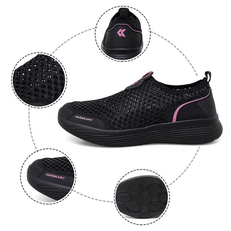 VARSKARC Women's Outdoor Slip-Resistant Breathable Lightweight Sports Shoes 5 Black - BeesActive Australia