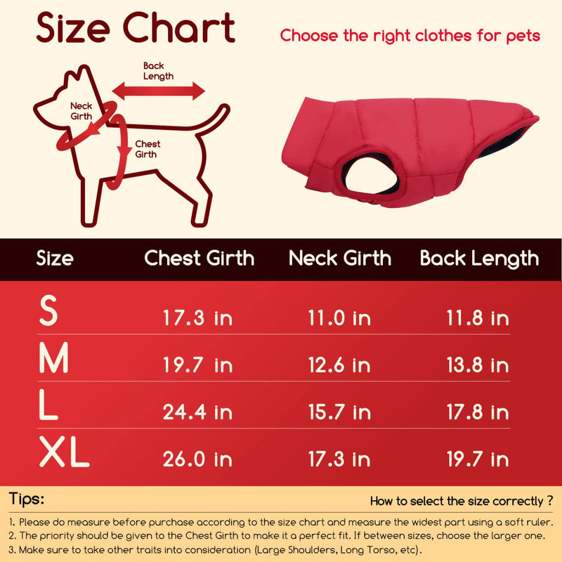 Dog Jacket, Nobleza Warm Cozy Vest Dog Winter Coat with Leash Hole, Waterproof Outdoor Pet Clothes Apparel for Puppy Small Medium Large Dog, Ideal for Cold, Wet, Windy and Snowy Weather Usage - BeesActive Australia
