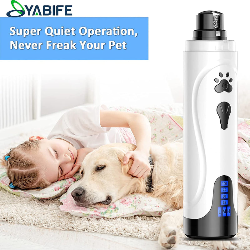 YABIFE Dog Nail Grinder, Dog Nail Trimmers and Clippers Kit, Super Quiet Electric Pet Nail Grinder, for Small Large Dogs & Cats Toenail & Claw Grooming,3 Speeds, 2 Grinding Wheels blue scissor - BeesActive Australia