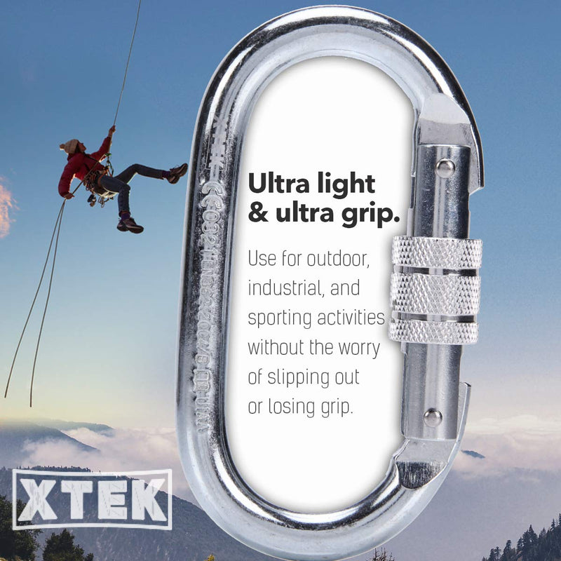 Climbing Carabiner – UIAA & CE Rated 25 kN 5620 LB – Heavy Duty Rugged Terrain Locking Carabiner Clip - Industrial Strength Carabiners - Climbing, Rigging, Ropes, Hammocks 2pc - BeesActive Australia
