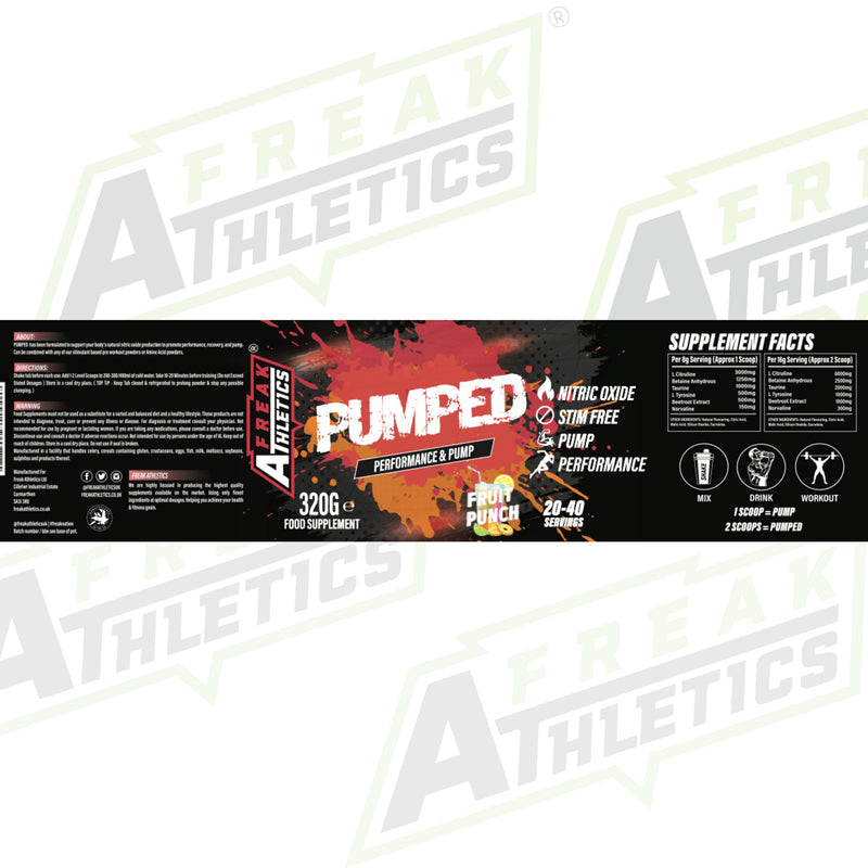 Pumped 'Fruit Punch' Pump Pre Workout by Freak Athletics - Non Stim Pre Workout Powder Stimulant & Caffeine Free Pre Workout - BeesActive Australia