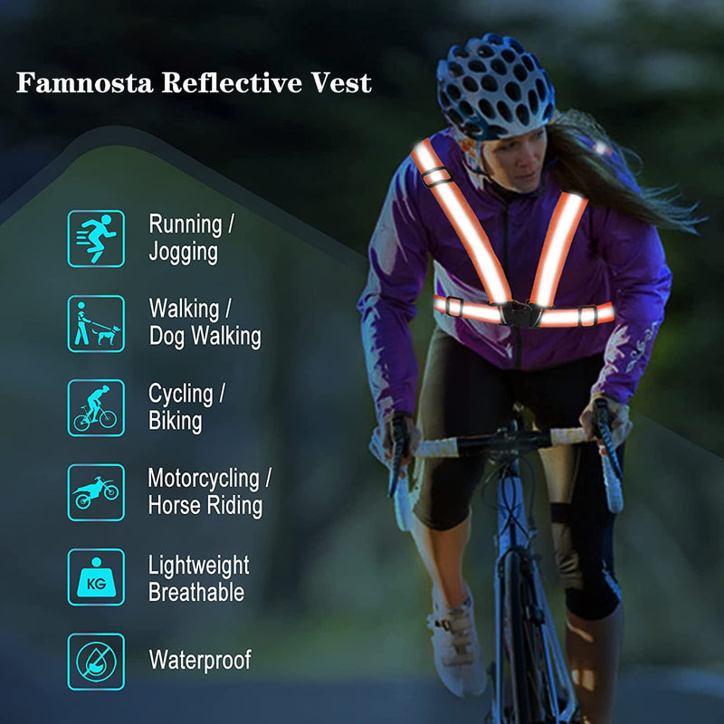 Famnosta Running Reflective Vest Gear 3 Pack, Adjustable Safety Vest High Visible Reflective Belt Straps Night Walking Vest Green,Blue,Grass Green - BeesActive Australia