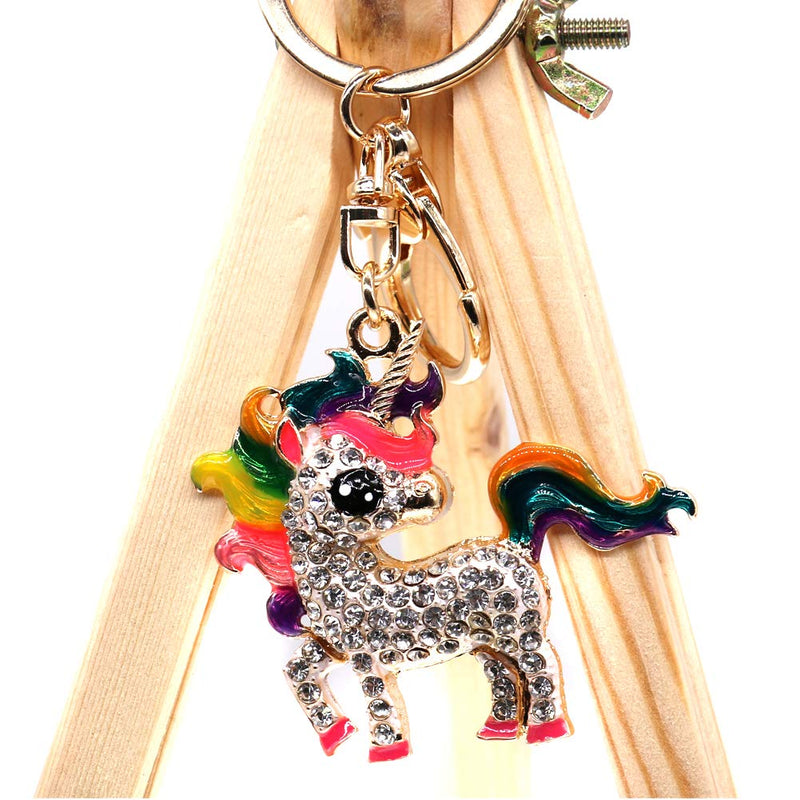 LLAMEVOL Gifts for Women Gilrs Unicorn Cute Keychain Wristlet Keychain Horse Bling Keychain Crystal Keychains Detachable Gold Keychain Pendant Metal and Rhinestone Mom Keychain Holder Set - BeesActive Australia