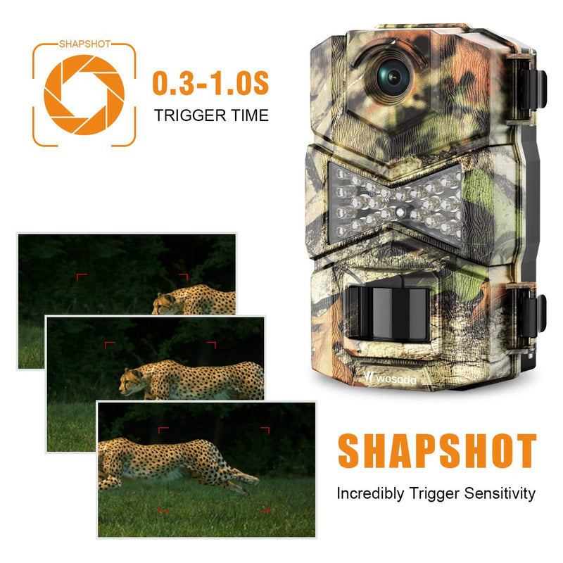 WOSODA Trail Camera, Waterproof 16MP 1080P Hunting Game Camera, Wildlife Camera with IR LEDs Night Vision, for Home Security Wildlife Monitoring Hunting Camo - BeesActive Australia