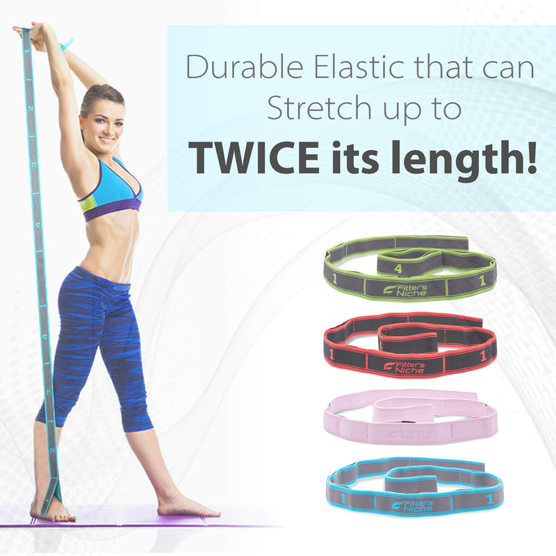 Exercise Resistance Band, High Elastic Resistant 9 Loops Yoga Stretching Strap, Ideal for Tone Muscles Dancer Gymnast Warm up Rehab Physical Therapy Recovery Flexibility Hamstring, Free Bag and Guide Blue - BeesActive Australia