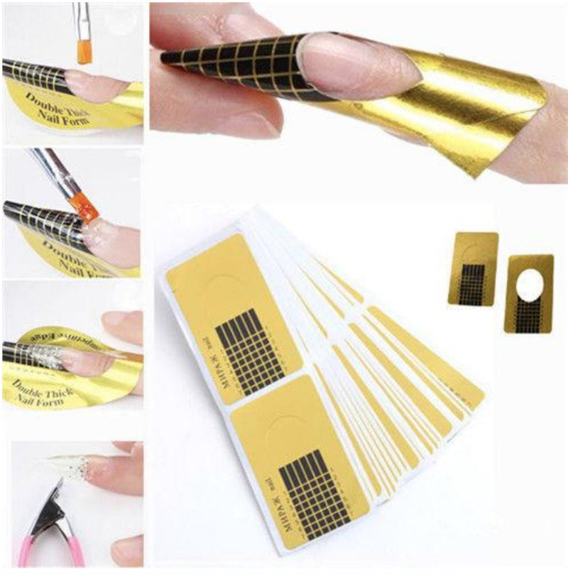 GenZ 100x Flat Nail Form Art Extension Tips For Acrylic UV Poly Nail Gel 100 Flat Pieces - BeesActive Australia