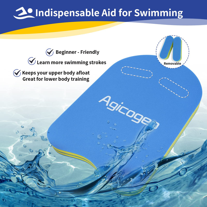 Agicogeo Swimming Training Kickboard for Adults, High Buoyancy Swim Kickboard for Kids, Swimming Class Pool Aids Float Equipment Blue - BeesActive Australia