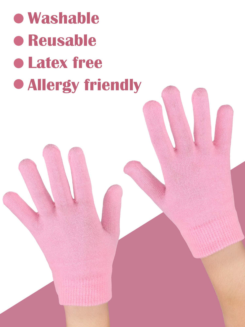 2 Pairs Moisturizing Gloves Soft Moisture Gloves Moisturizing Sleeping Gloves for Dry Rough and Cracked Hands, Black and Pink - BeesActive Australia