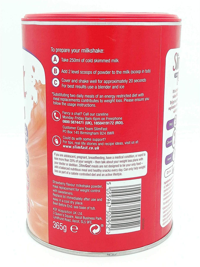SLIMFAST 365G Summer Strawberry Meal Replacement Milkshake Powder - BeesActive Australia