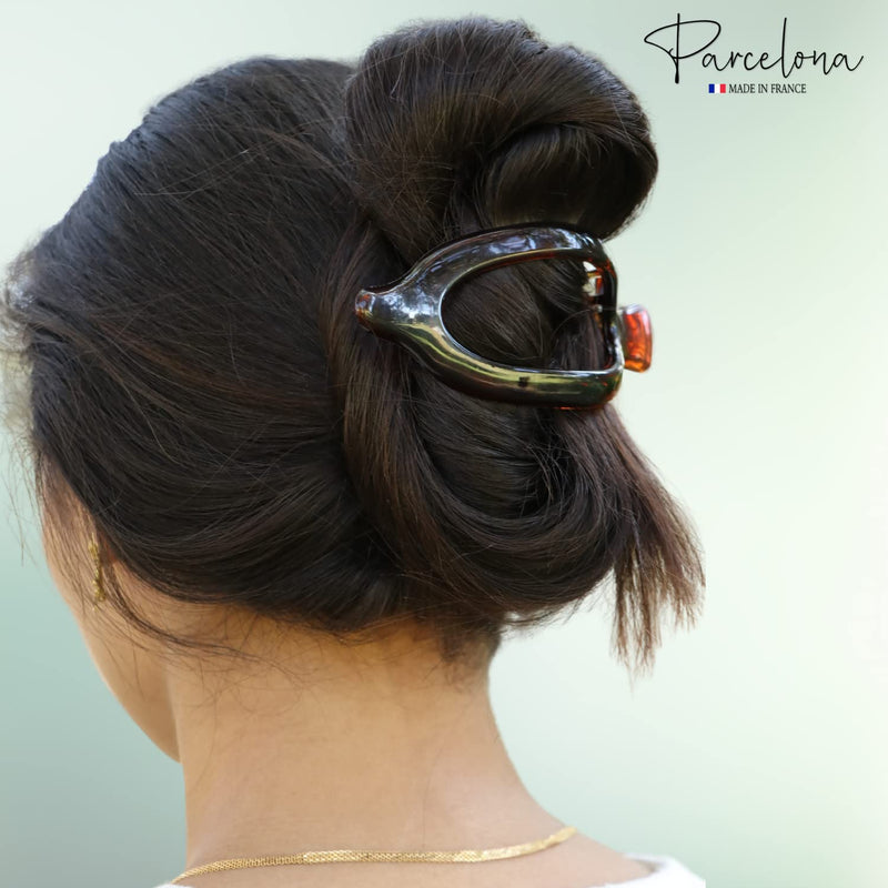 Parcelona France Wide Beak Celluloid Tortoise Shell Side Slide-in Claw Hair Clip Clamp Clutcher (Shell) - BeesActive Australia