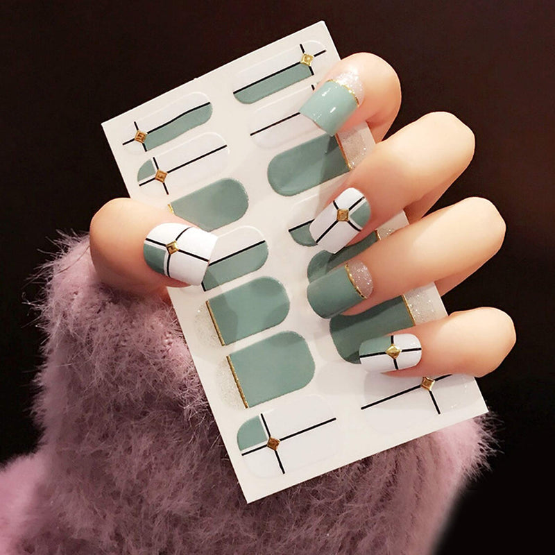 Vtrem 15 Sheets Nail Stickers Full Nail Wraps Self-Adhesive Nail Polish Strips with 5PCs Nail Files, Nail Art Decals Manicure Kits for Women Girls Festive Gifts, Birthday Gifts, Art Theme Party 15 Sheets Nail Stickers / Style 2 - BeesActive Australia