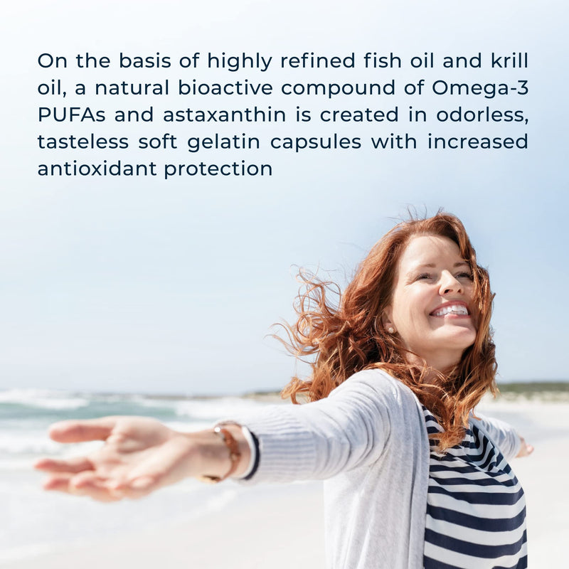 NFO Omega 3 Krill Oil Astaxanthin [60 Capsules] Antarctic Krill Oil with Norwegian Fish Oil and High Strength of EPA & DHA with Phospholipids & Astaxanthin Complex Original Premium Supplement - BeesActive Australia