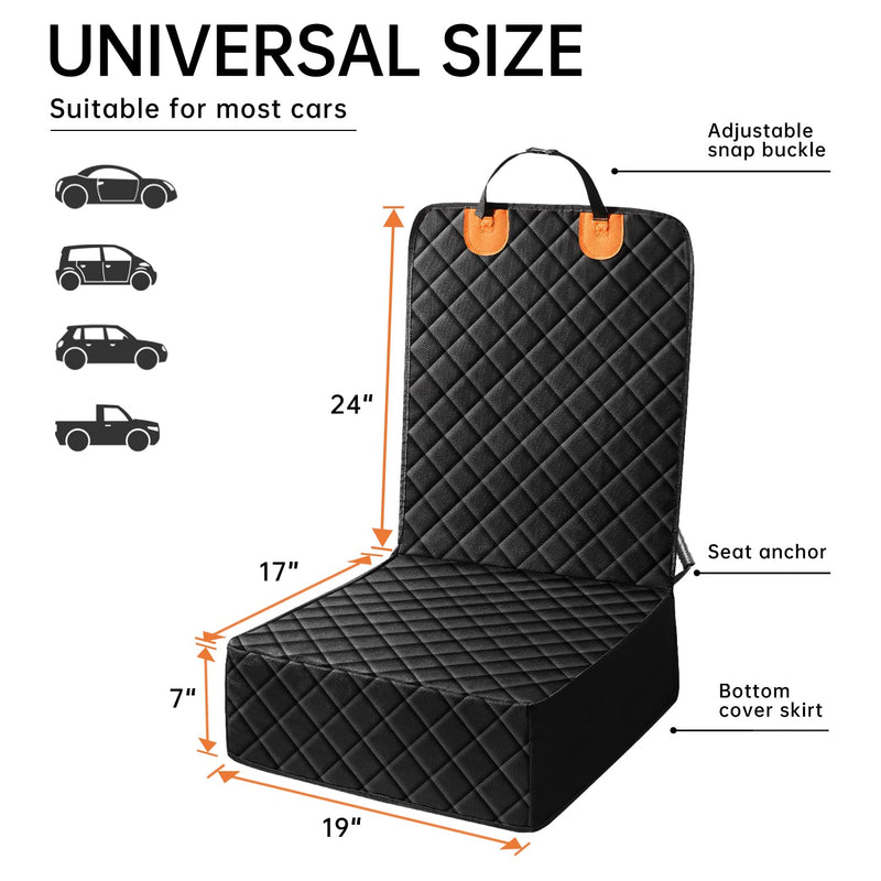 IVY&LANE Front Seat Covers for Dogs, 600D Oxford Waterproof & Scratch-Proof Pet Car Seat Protector Covers, Non-Slip Soft Dog Seat Covers for Cars, Sedans, Trunks and SUVs Black Frontseat Standard - BeesActive Australia
