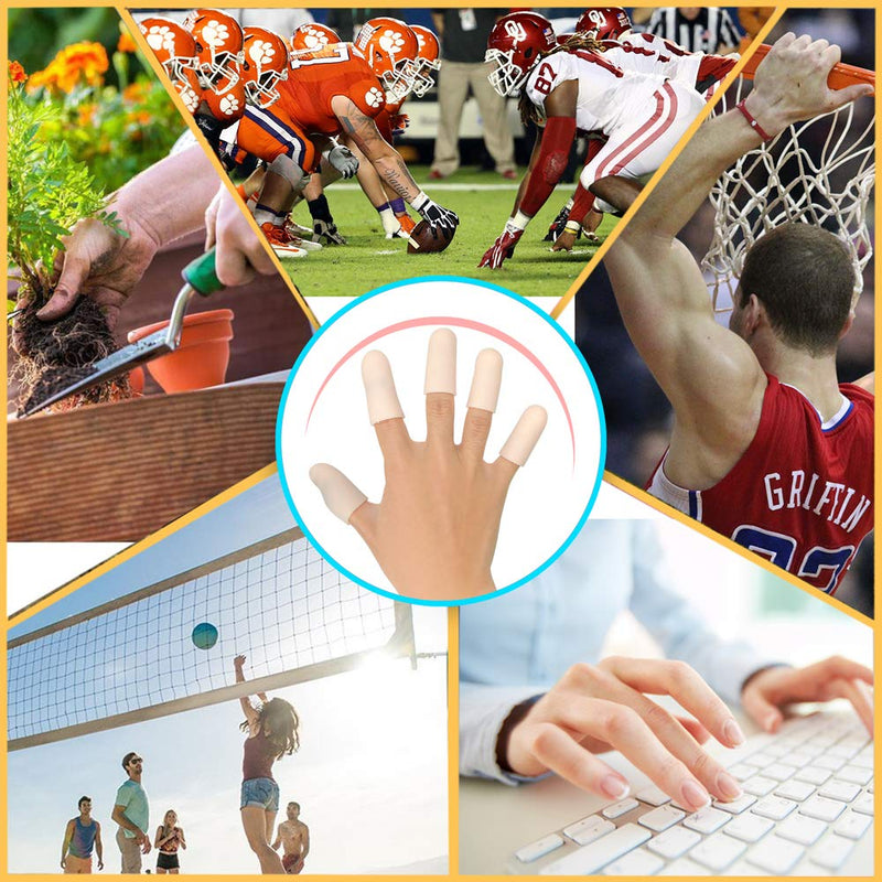 Finger Protectors, Gel Finger Cots 14 Pcs Finger Bandage, New Material Finger Support Thumb Protector for Trigger Finger, Hand Eczema, Finger Cracking, Finger Arthritis (14Pcs, M Size) Nude 14PCS Middle Size - BeesActive Australia