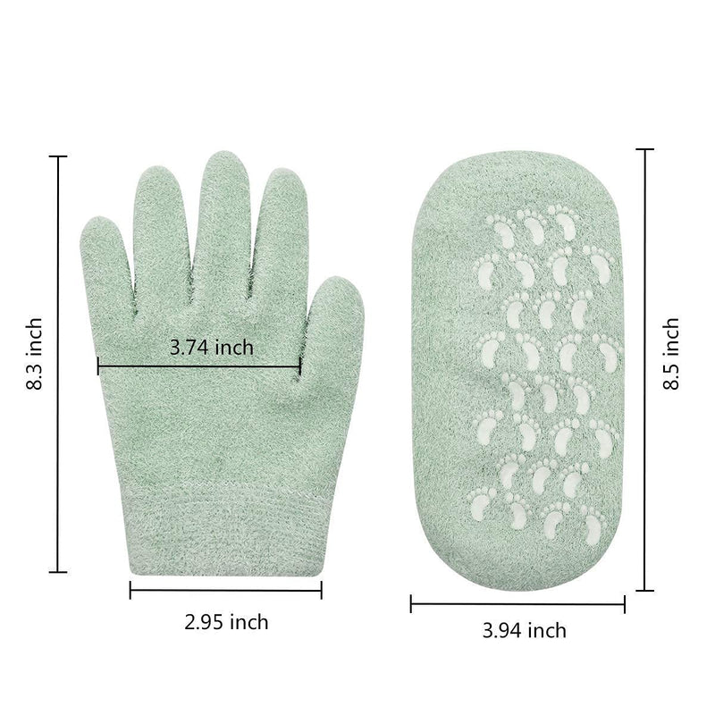 Moisturizing Socks/Gloves Overnight, Gel Gloves and Socks for Dry Cracked Feet Women & Hands Spa Treatment, Gel Lining Infused with Essential Oils and Vitamins(Green) - BeesActive Australia