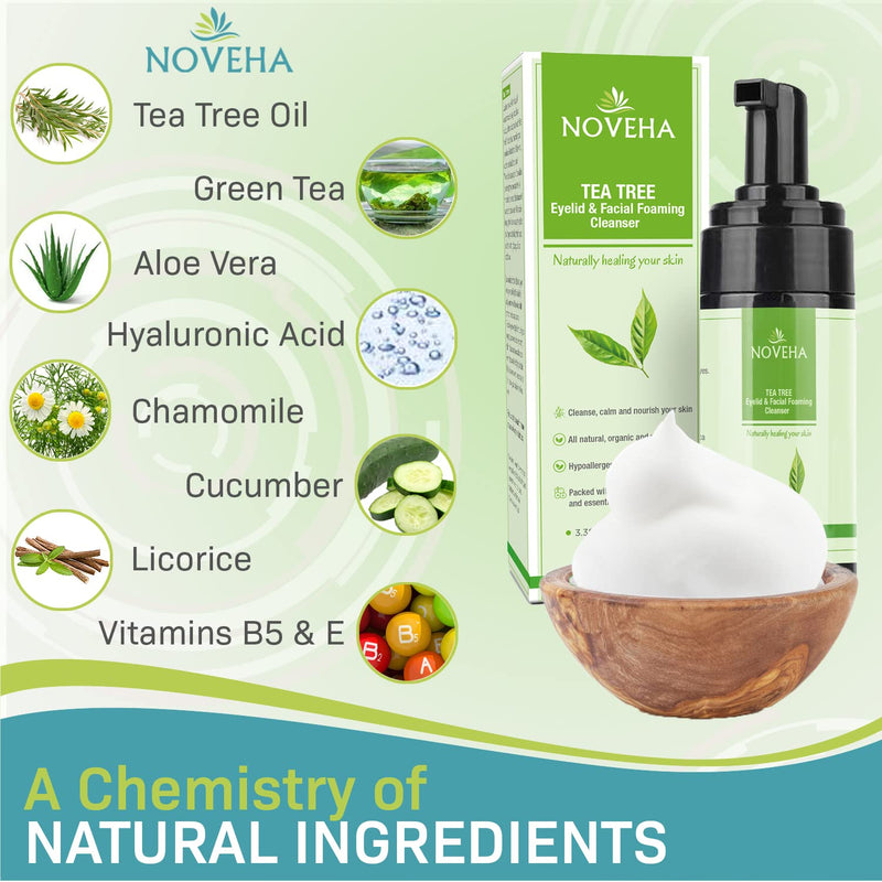 Tea Tree Eyelid Foaming Cleanser - Face Wash For Women | Eyelid Scrub For Dry Eye, Irritation | Preservative Free, Natural Ingredients - BeesActive Australia