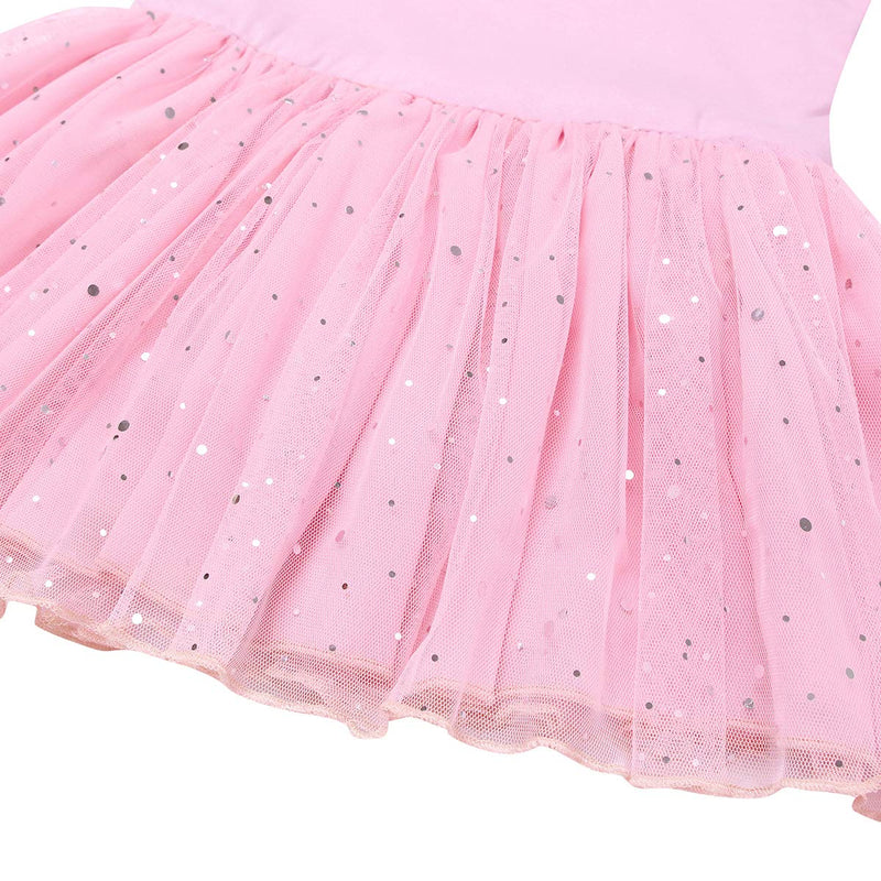 [AUSTRALIA] - CHICTRY Girls Kids Classic Long Sleeve Party Leotard Shiny Sequins Tulle Skirted Dance Ballet Dress Pink 2 