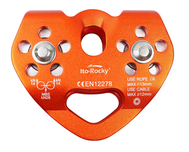 Ito Rocky 28KN Zipline Pulley & 26kN Micro Pulley CE Certified Tandem Pulley Trolley with Stainless Steel Ball Bearings for Rescue Lifting Zipline Pulley - Orange - BeesActive Australia