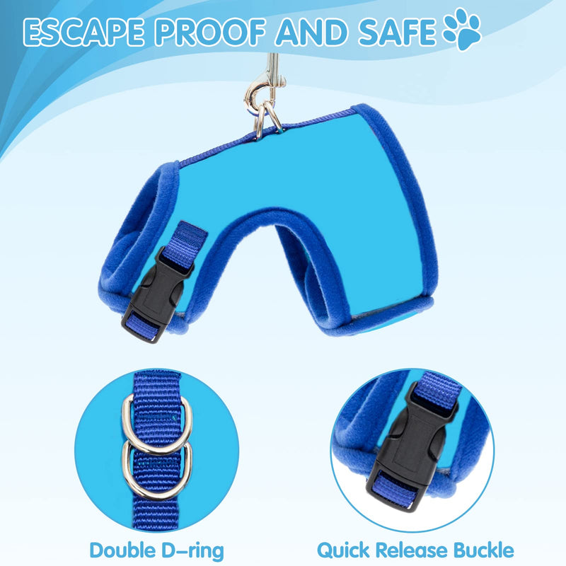 BINGPET Cat Harness with Leash Escape Proof - Fashionable Mesh Cat Dog Walking Harness Leads, Adjustable for Kitties Puppies Small Animals Blue Medium - BeesActive Australia