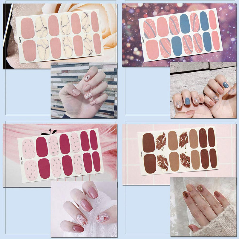 SILPECWEE 14 Sheets Adhesive Nail Polish Strips Stickers Marbling and 1Pc Nail File Gradient Nail Wraps Decals Tips Manicure Kit for Women NO1 - BeesActive Australia