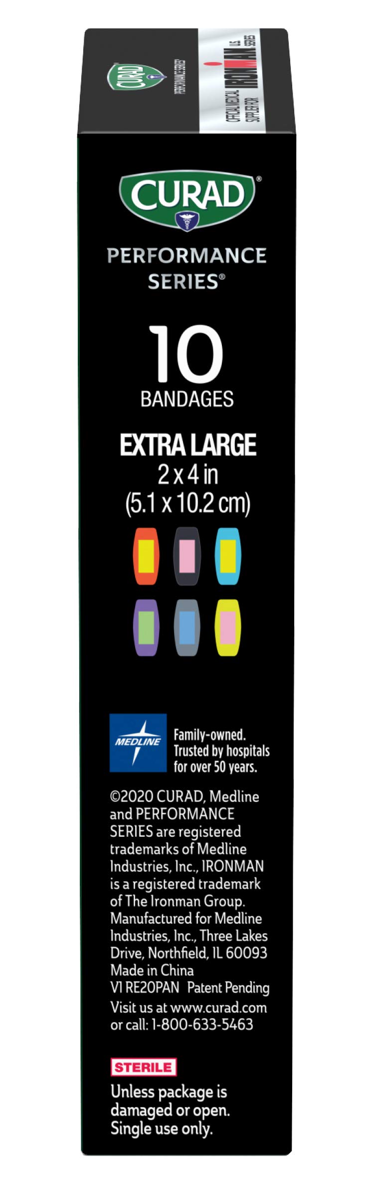 Curad Performance Series Ironman XL Antibacterial Bandages, Extreme Hold Adhesive Technology, Fabric Bandages, 10 Count 10 Count (Pack of 1) - BeesActive Australia