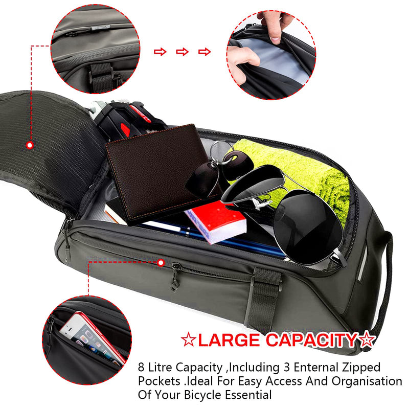 ZIMFANQI Bike Reflective Rack Bag,8L Waterproof Bicycle Trunk Pannier Rear Seat Bag,Cycling Bike Carrier Chest Bag,Storage Luggage Pouch Bike Shoulder Bag - BeesActive Australia