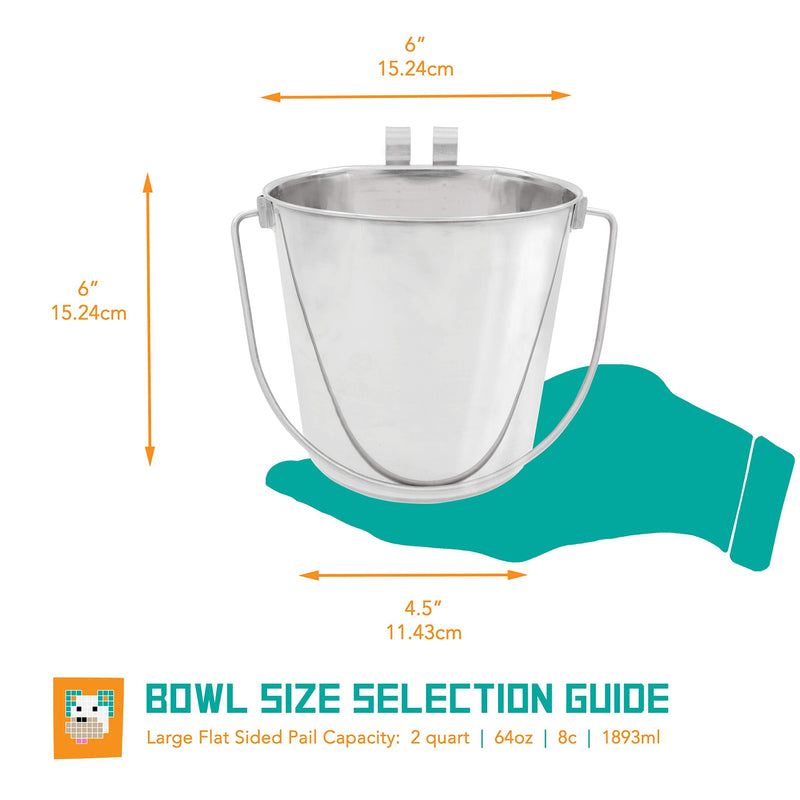 Fuzzy Puppy Flat Sided Pail with Dual Hooks, Snugly Fit On Dog, Cat and Critter Crates & Cages, Heavy Duty Stainless Steel 2-Quart - BeesActive Australia
