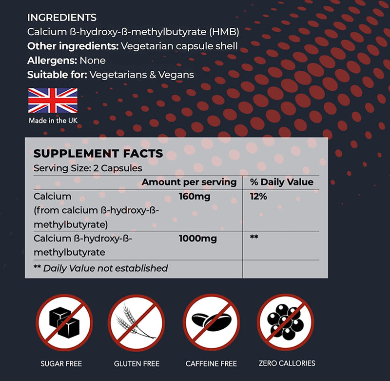 Mr Run's HMB - Supports Muscle Growth & Fitness - 1000mg per Serving - Protect from Muscles Loss During Calorie Cutting, Ageing or Inactivity, Improve Strength & Cardio - 120 Capsules, 60 Servings - BeesActive Australia