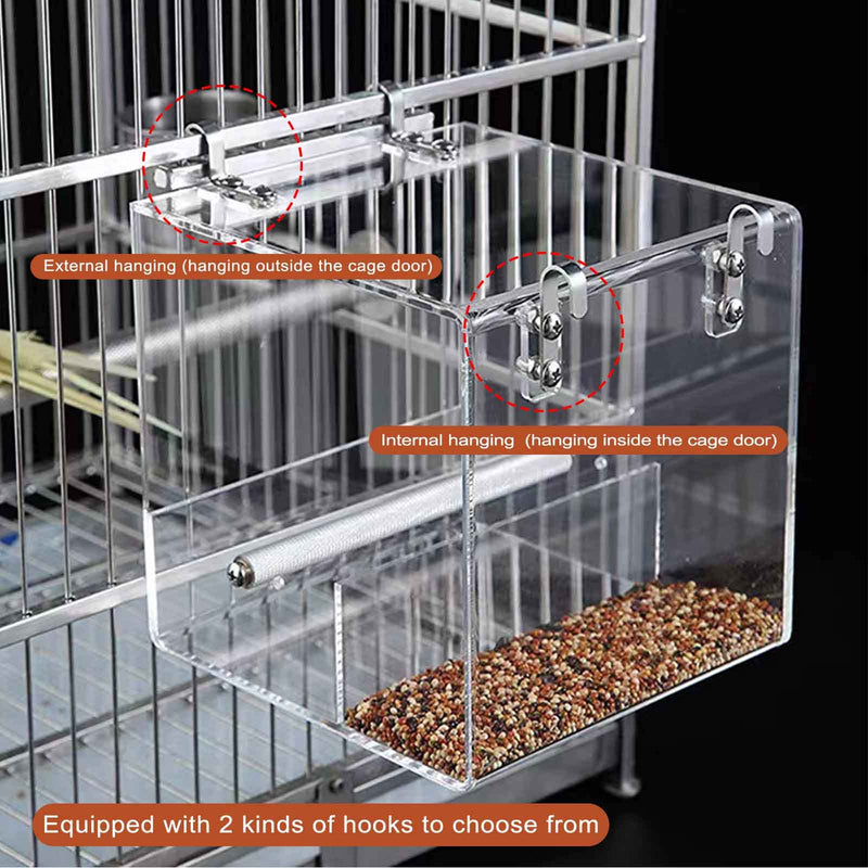 Bird Feeder Seed Catcher Tray Cage, Transparent Bird Feeder No Mess Bird Cage with Stainless Steel Hooks for Small Bird Canary Parakeet Budgerigar Parrots Crested Myna Cockatiel Lovebird (Small) - BeesActive Australia