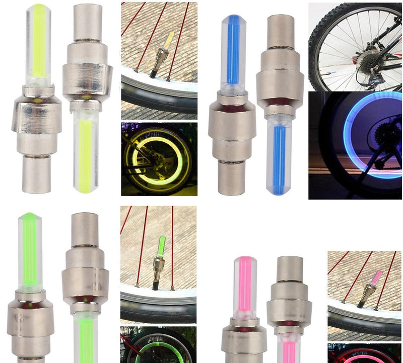 Dkiigame 10 Pack of Led Flash Tyre Wheel Valve Cap Light for Car Bike Bicycle Motorbicycle Wheel Light Tire (2 x Red, 2 x Yellow, 2 x Blue, 2 x Green, 2 x Colorful) - BeesActive Australia
