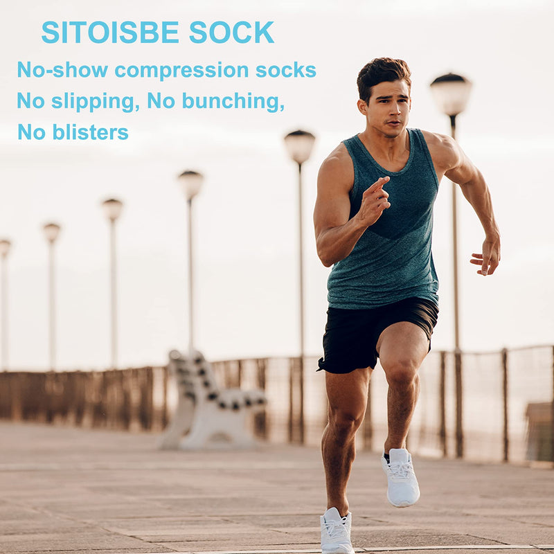 SITOISBE No Show Sports Compression Socks for Men and Women Circulation 4/8 Pack Large Grey (4 Pairs) - BeesActive Australia