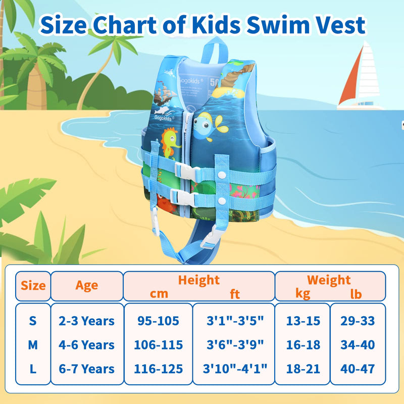 Gogokids Children Swim Jacket Buoyancy Vest - Boys Girls Neoprene Float Suit, Flotation Swimwear for Baby Learn to Swim Large Fish - BeesActive Australia