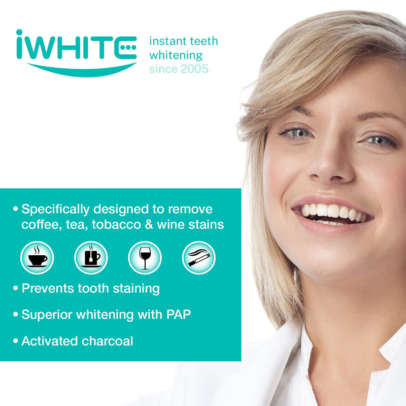 iWhite Teeth Whitening Kit for Dark Stain Remover - 10 Whitening Teeth Trays - Enriched with Activated Charcoal - Teeth Whitening Strips to Instantly Fight Stains from Coffee, Tea, Tobacco & Wine - BeesActive Australia