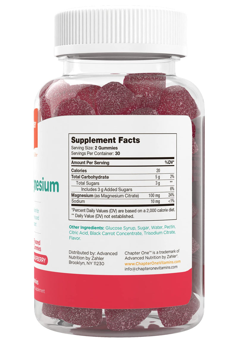 Chapter One Magnesium Gummies, Calm Gummies for Kids and Adults, Kosher (Raspberry 60 Count) - BeesActive Australia