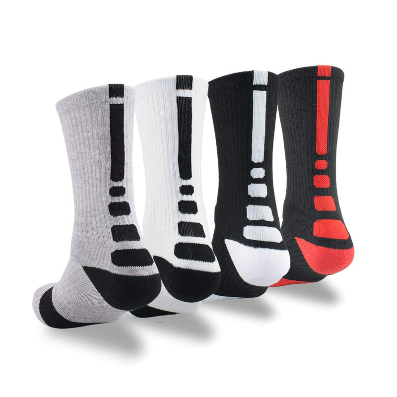 NANOOER 4 Pack Mens Basketball Socks Cushion Athletic Long Sports Outdoor Socks Compression Sock 6.5-11.5 One Size 4 Pack Basketball Socks - BeesActive Australia