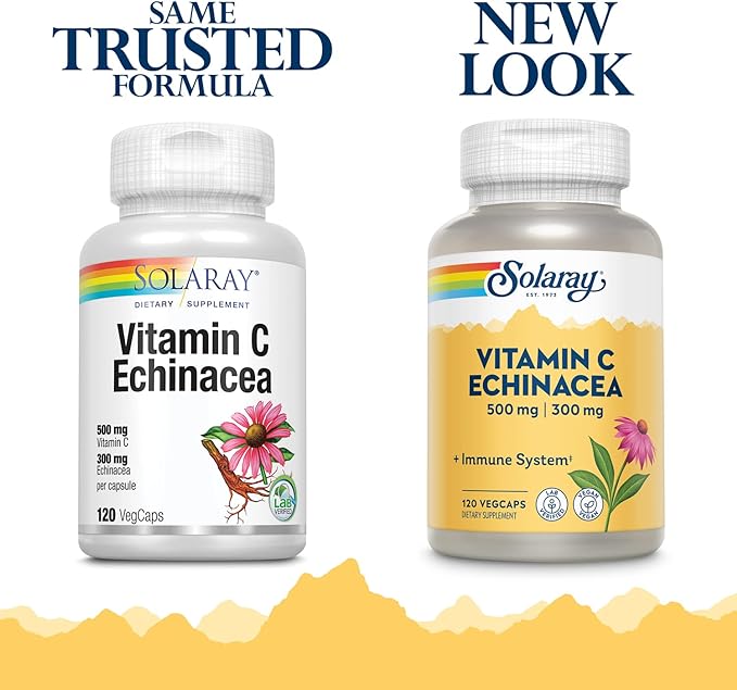 Vitamin C with Echinacea 1,000 mg Vegetarian Capsules 120 Solaray - BeesActive Australia