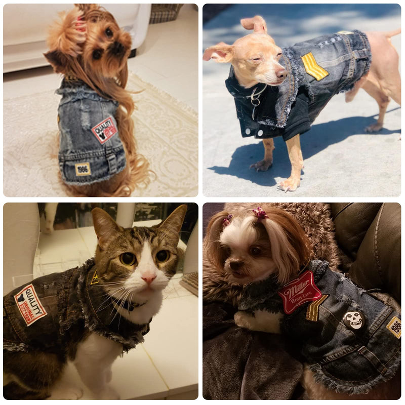 DOGGYZSTYLE Pet Vests Dog Denim Jacket Hoodies Puppy Jacket for Small Medium Dogs XX-Large (Pack of 1) Black print - BeesActive Australia