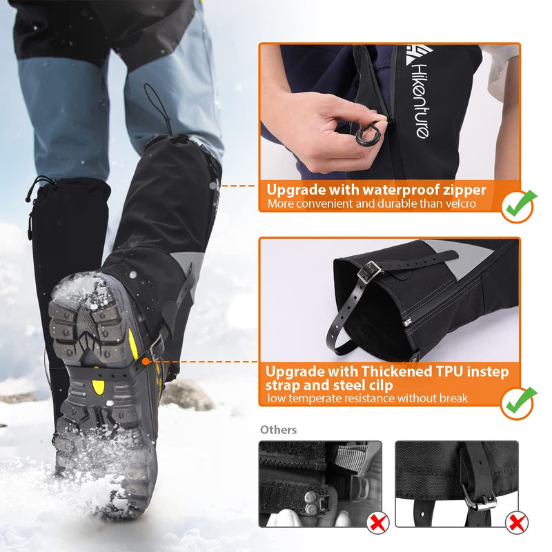 Hikenture Leg Gaiters with Waterproof Zipper, Anti-Tear Water-Resistant Hiking Gaiters, Breathable Shoe Gaiters for Men & Women, Adjustable Snow Boot Gaiters for Hiking, Hunting - BeesActive Australia