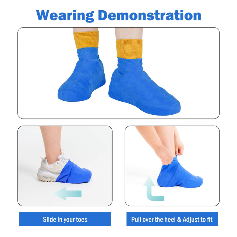 TCCFCCT Waterproof Shoe Covers, Reusable Silicone Shoe Protectors for Men, Women, Durable, Easy to Carry, Nonslip Rain Shoe Covers for Rain, Snow, Car Washing, Camping 2 Blue Medium - BeesActive Australia