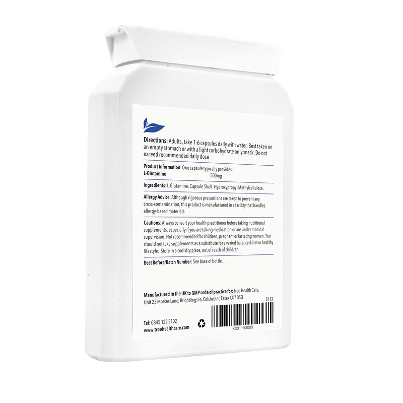 L-Glutamine Supplement (500mg) - 90 High Strength Capsules - Targeted Release Amino Acid Supplement| UK Manufactured to GMP Standards - BeesActive Australia