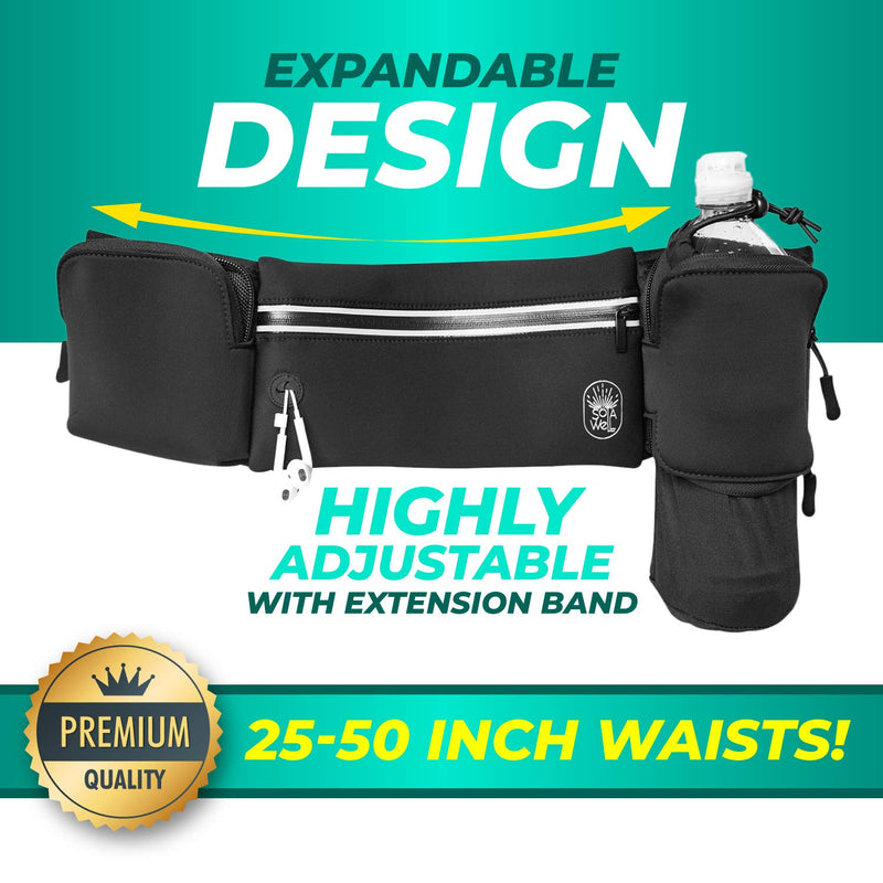 SOLAWELL Running Belt with Water Bottle Holder – Jogging / Hiking Waist Bag - Walking Hydration Fanny Pack - iPhone Carrier For Any Phone Size – Sport Pouch for Women and Men - BeesActive Australia