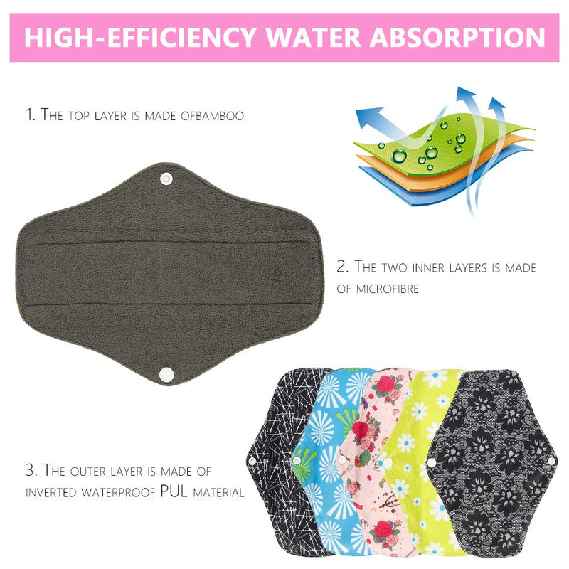 5pcs Reusable Sanitary Towels Pads, Heavy Flow Night Washable Cloth Menstrual Sanitary Towels(18 * 255cm) - BeesActive Australia