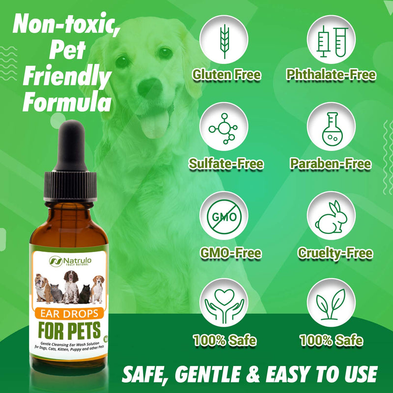 Natural Ear Cleaner for Dogs, Cats, Kitten, Puppy – Gentle Cleansing Ear Wash Solution Mite Infection & Yeast Treatment for Pets – Drying, Healing Medicinal Ear Cleaning Drops Made in USA - BeesActive Australia