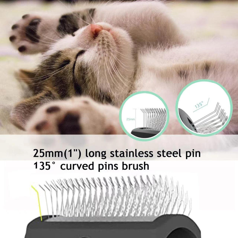 TinyPoint Large Slicker Brush for Dogs,Cats,Extra Long Pin Shedding Brush for Long Haired Dog,Cat, Pet Grooming Wire Brush for Thick Undercoat Curly Hair,25mm(1"),Black Black - BeesActive Australia