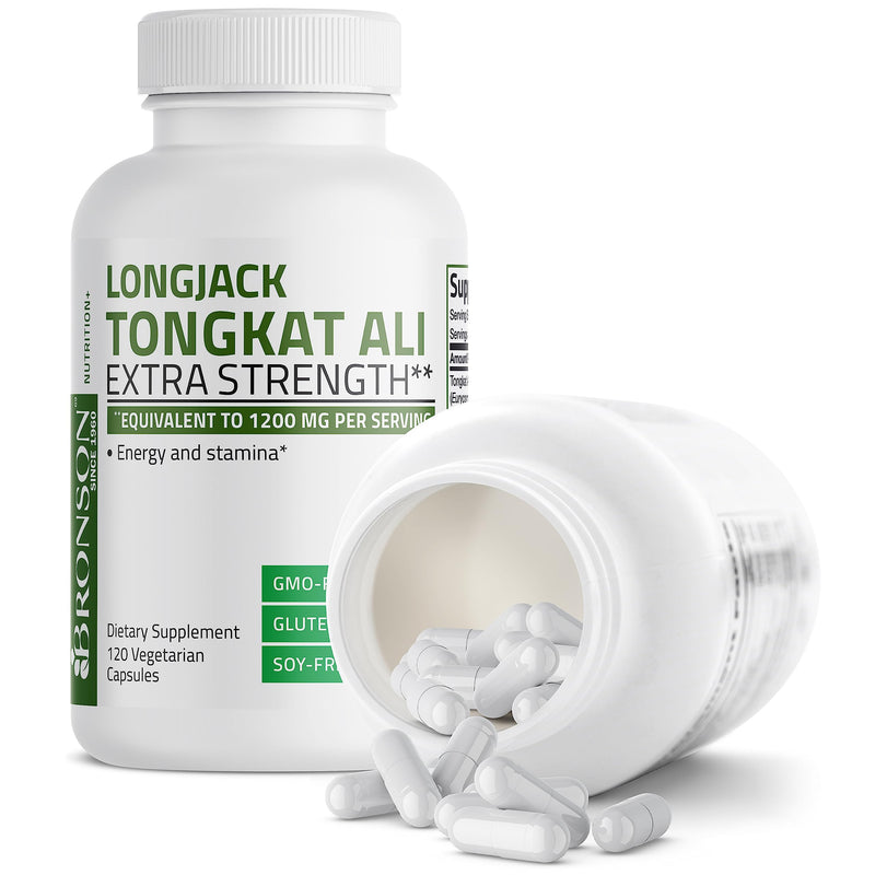 Bronson Longjack Tongkat Ali 1200mg Extra Strength 1200mg Per Serving, Supports Energy, Non-GMO,Capsule 120 Count (Pack of 1) - BeesActive Australia