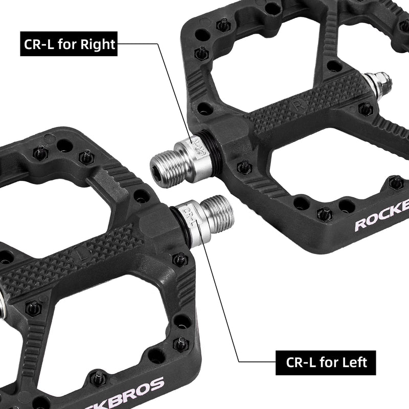ROCKBROS Mountain Bike Pedals Flat MTB Pedals Nylon Fiber Bicycle Platform Pedals for Road Mountain BMX MTB Bikes black - BeesActive Australia